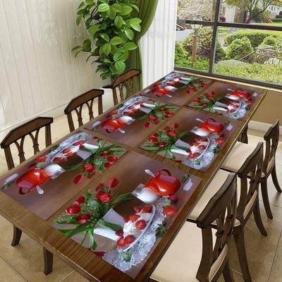 REVEXO Rectangular Pack of 6 Table Placemat(Green, PVC)