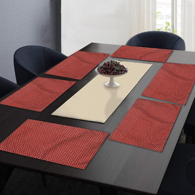 RATAN CART Rectangular Pack of 6 Table Placemat(Maroon, Cotton)