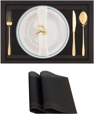 HomeHunt Rectangular Pack of 2 Table Placemat(Black, PVC)