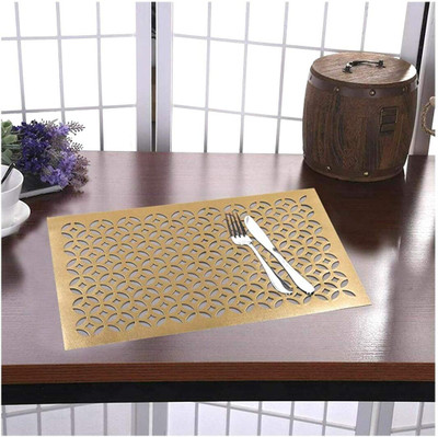 MONKDECOR Rectangular Pack of 6 Table Placemat(Gold, Suede)