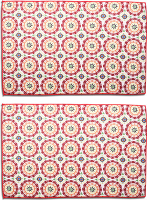 VRT Rectangular Pack of 2 Table Placemat(Light Green, Fiber)