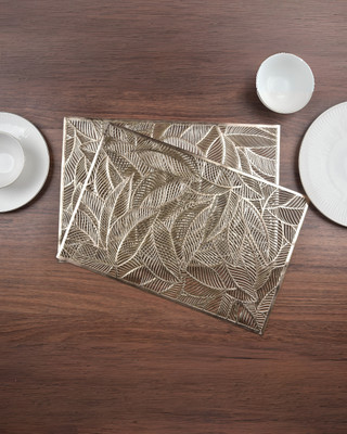 PREMSONS Rectangular Pack of 6 Table Placemat(Gold, PVC)