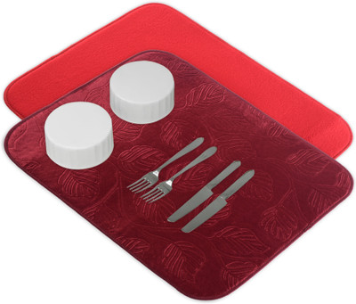 KUBER INDUSTRIES Rectangular Pack of 2 Table Placemat(Maroon, Red, Microfibre)