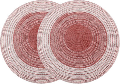 Naidev Round Pack of 2 Table Placemat(Red, Cotton)