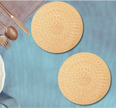 LADLI JEE Round Pack of 2 Table Placemat(Orange, Polyester)