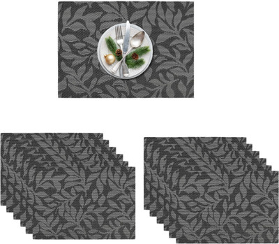 KitchEase Rectangular Pack of 12 Table Placemat(Black, Grey, White, PVC)