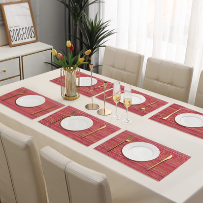 DPA Collection Rectangular Pack of 6 Table Placemat(Red, PVC)