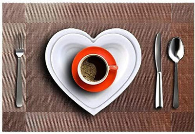 Jiyancreation Rectangular Pack of 4 Table Placemat(Brown, Black, PVC)