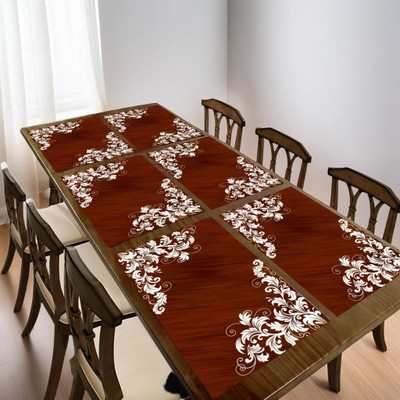 M/S REVAXO Rectangular Pack of 6 Table Placemat(Brown, White, PVC)