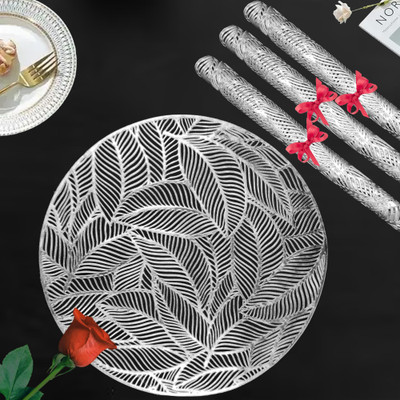 RELOOK INDUSTRIES Round Pack of 4 Table Placemat(Silver, PVC)