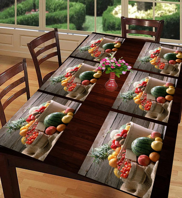 SANRAKSSHAN Rectangular Pack of 6 Table Placemat(Multicolor, Green, PVC)