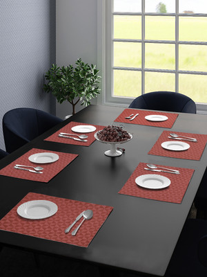Saral Home Rectangular Pack of 6 Table Placemat(Maroon, Cotton)