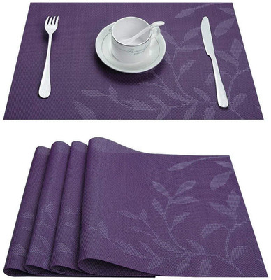 KGBTREADS Rectangular Pack of 4 Table Placemat(Purple, PVC)