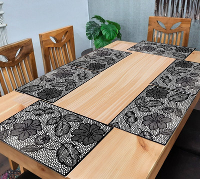 Creadcraft Rectangular Pack of 6 Table Placemat(Multicolor, Peach, PVC)