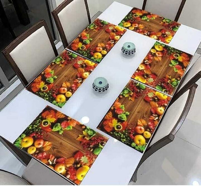 LOTUSKING Rectangular Pack of 6 Table Placemat(Orange, PVC)