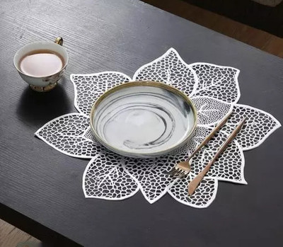 Dakshya Industries Round Pack of 4 Table Placemat(Silver, PVC)