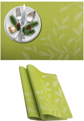 HomeHunt Rectangular Pack of 2 Table Placemat(Light Green, PVC)