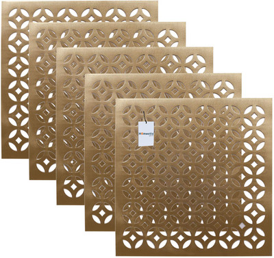 HOMESTIC Rectangular Pack of 6 Table Placemat(Gold, PVC)
