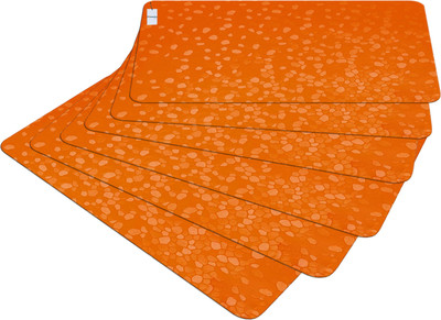 HOMESTIC Rectangular Pack of 6 Table Placemat(Orange, PVC)