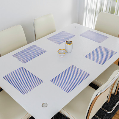 Heart Home Rectangular Pack of 6 Table Placemat(Blue, PVC)