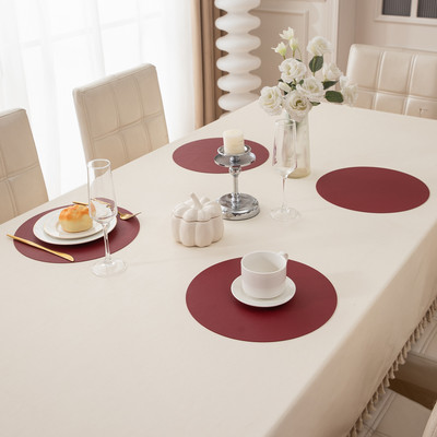 HOKiPO Round Pack of 4 Table Placemat(Maroon, Leather)