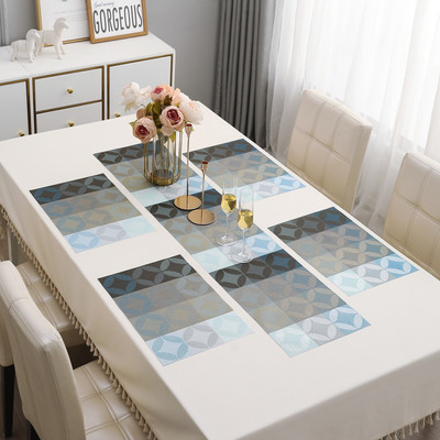HOKiPO Rectangular Pack of 5 Table Placemat(Blue, PVC)