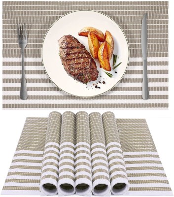 KitchEase Rectangular Pack of 5 Table Placemat(Brown, White, PVC)