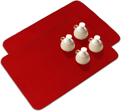 KUBER INDUSTRIES Rectangular Pack of 2 Table Placemat(Red, Microfibre)
