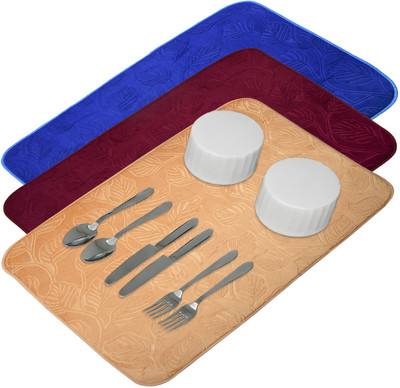 KUBER INDUSTRIES Rectangular Pack of 3 Table Placemat(Multicolor, Microfibre)