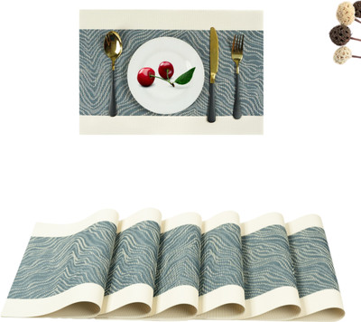KitchEase Rectangular Pack of 6 Table Placemat(Grey, Beige, PVC)