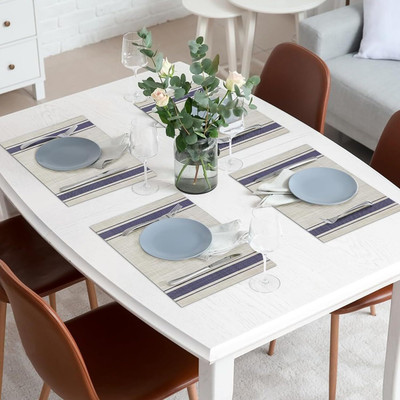 TIED RIBBONS Rectangular Pack of 6 Table Placemat(Grey, Plastic)