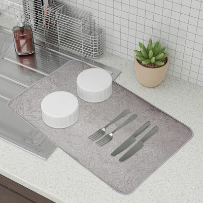 KUBER INDUSTRIES Rectangular Pack of 1 Table Placemat(Grey, Microfibre)