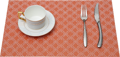 HS WORLD Rectangular Pack of 1 Table Placemat(Orange, PVC)
