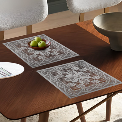 KUBER INDUSTRIES Square Pack of 2 Table Placemat(White, Cotton)