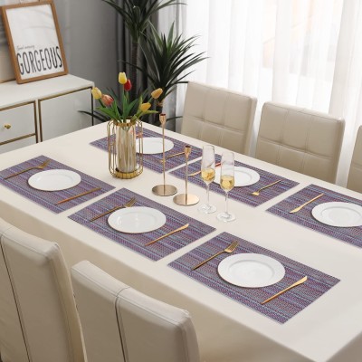 DPA Collection Rectangular Pack of 6 Table Placemat(Purple, PVC)