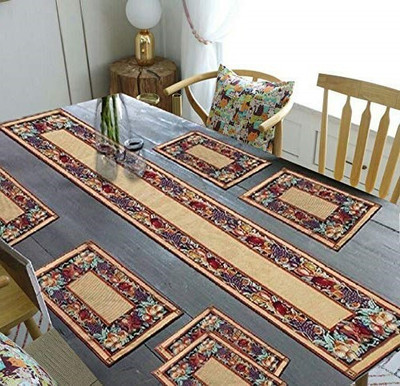 Shoppingzone Rectangular Pack of 7 Table Placemat(Brown, Cotton)