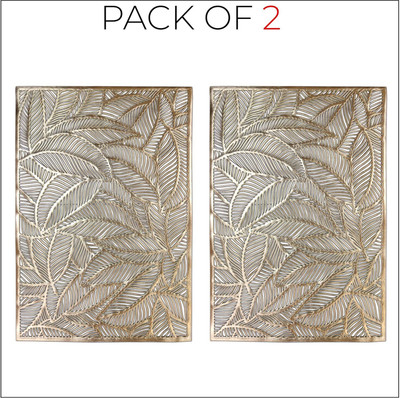 Dakshya Industries Rectangular Pack of 2 Table Placemat(Gold, PVC)