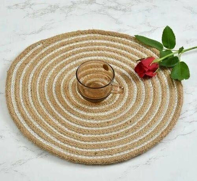 SIYA TEXTILES Round Pack of 4 Table Placemat(Brown, Cotton)