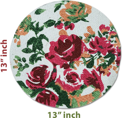 Ana Round Pack of 2 Table Placemat(Red, Cotton)