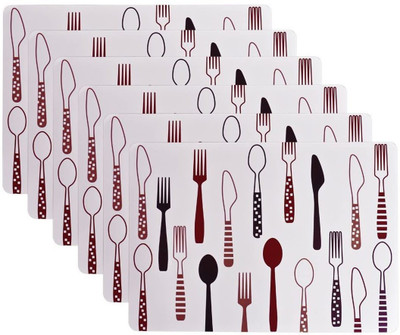olwick Rectangular Pack of 6 Table Placemat(Brown, Plastic)