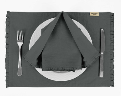 Vargottam Rectangular Pack of 6 Table Placemat(Grey, Cotton)