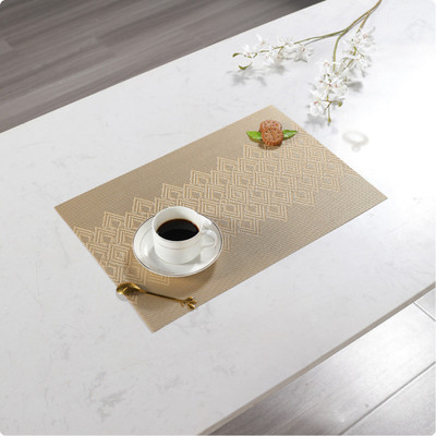 Bhaguji Rectangular Pack of 6 Table Placemat(Gold, PVC)