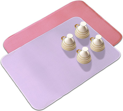 KUBER INDUSTRIES Rectangular Pack of 2 Table Placemat(Pink, Purple, Microfibre)