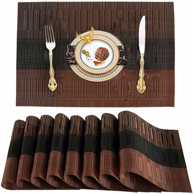 Wonder Work Rectangular Pack of 4 Table Placemat(Black, Brown, PVC)