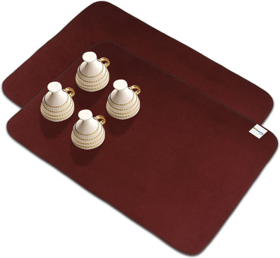 HOMESTIC Rectangular Pack of 2 Table Placemat(Maroon, Microfibre)