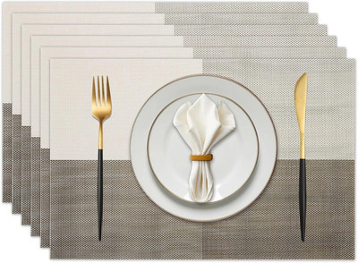 TIED RIBBONS Rectangular Pack of 6 Table Placemat(Beige, Plastic)