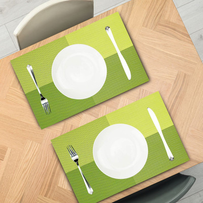 Royalkart Rectangular Pack of 6 Table Placemat(Green, PVC)