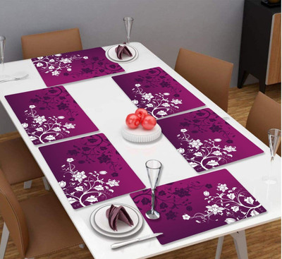 REVEXO Rectangular Pack of 6 Table Placemat(Purple, PVC)