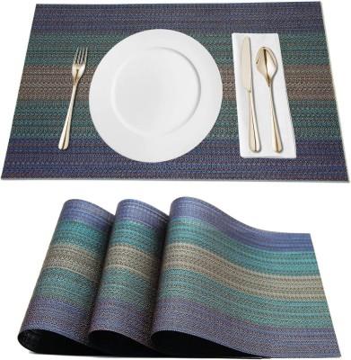 Royalkart Rectangular Pack of 6 Table Placemat(Blue, PVC)