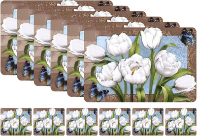 TORODINEART Rectangular Pack of 6 Table Placemat(White, Plastic)